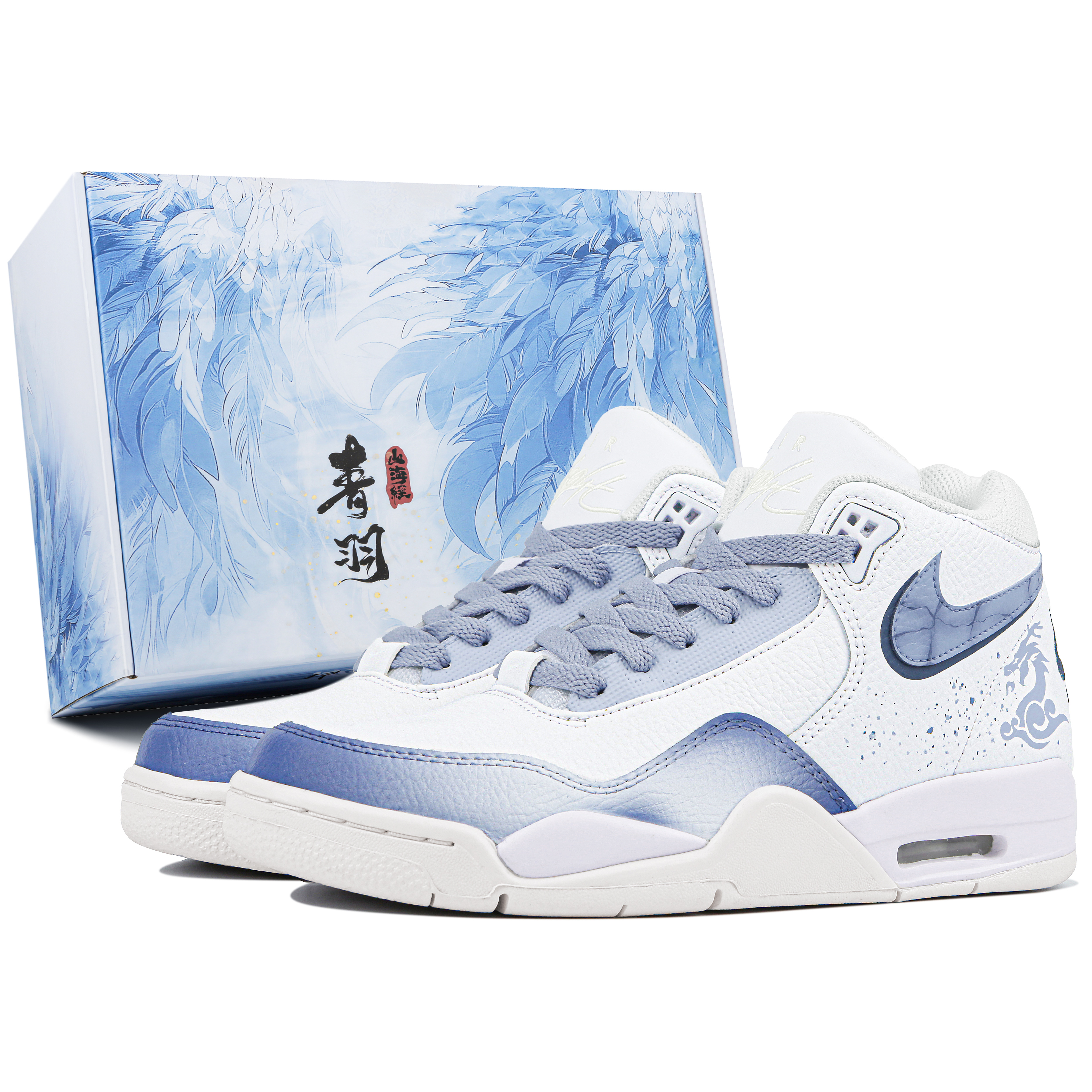 Nike Flight Legacy Mid top Vintage Basketball Shoes Unisex Blue White