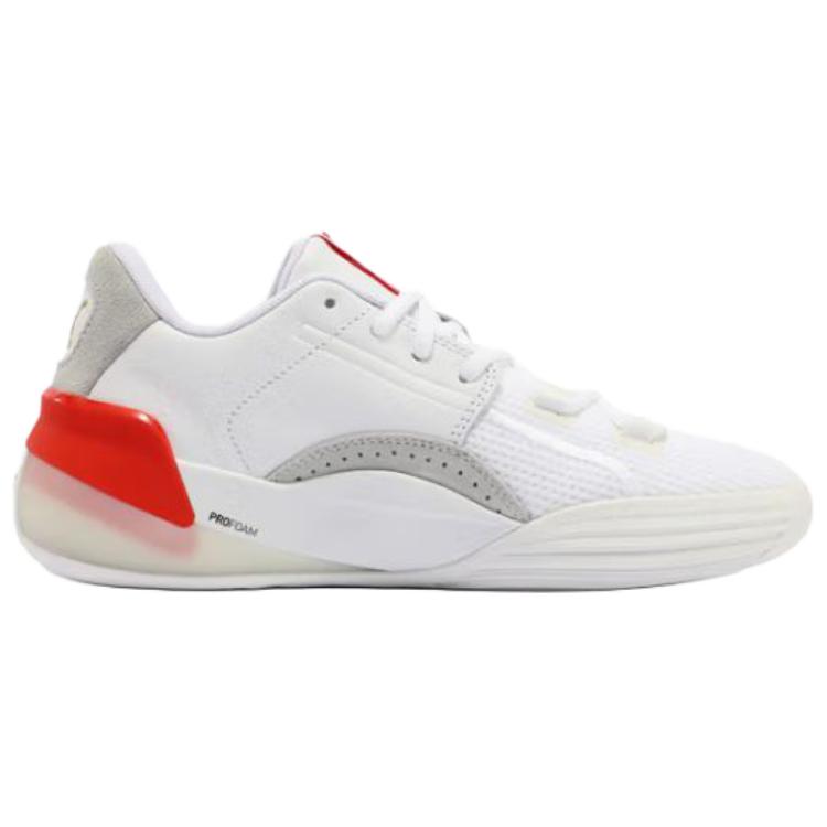 PUMA Clyde Hardwood Slip Resistant Abrasion Resistant Low top Basketball Shoes Unisex White Red