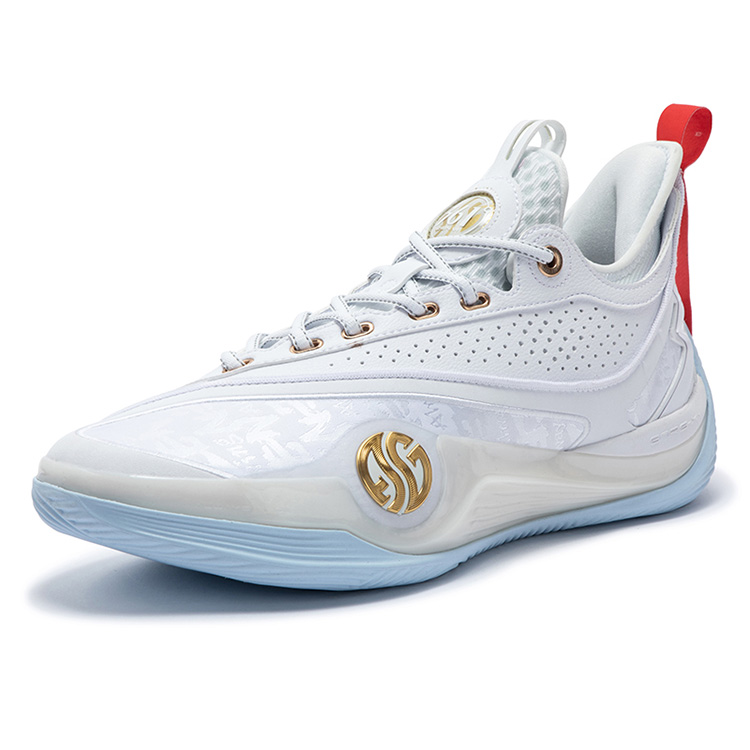 361° Zen 6 Prm Cushioning Slip Resistant Abrasion Resistant Rebound Low top Basketball Shoes Men’s White Gold