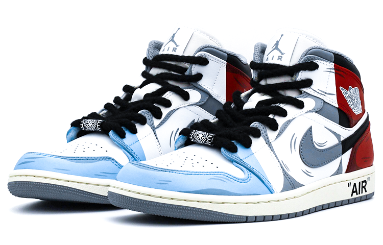 Jordan Air Jordan 1 Mid top Vintage Basketball Shoes Men’s Red Blue Gray