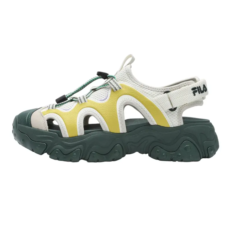 FILA FLUID 5 SANDAL Breathable Grip Height Increasing Abrasion Resistant Beach Sandals Women's White Yellow