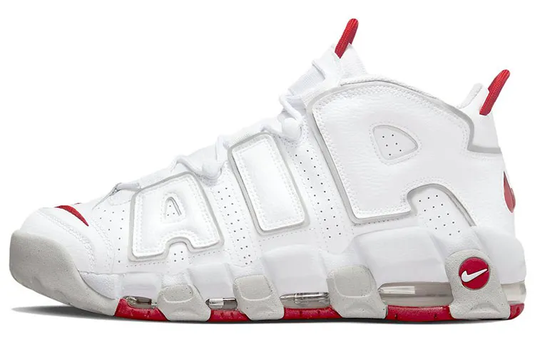 Nike Air More Uptempo Mid top Basketball Shoes Men's White Red
