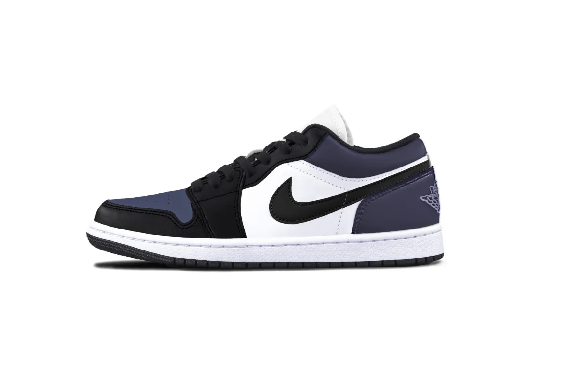 Jordan Air Jordan 1 Sanded Purple Leather Cushioning, Wear Resistant Low top Skateboard Shoes Unisex Black Purple