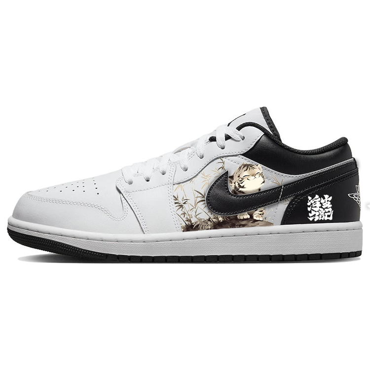 Jordan Air Jordan 1 Slip Resistant Abrasion Resistant Low top Vintage Basketball Shoes Men’s White Black