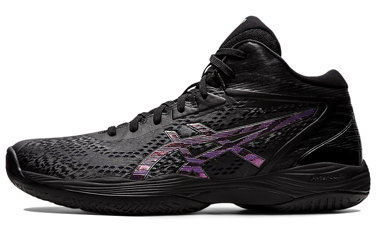 ASICS Gel-Hoop V14 round toe, comfortable, wear-resistant and breathable, mid-top basketball shoes, same style for men and women, black and purple