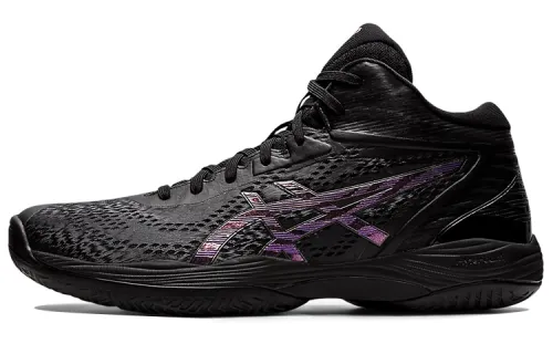 ASICS Gel-Hoop V14 round toe, comfortable, wear-resistant and breathable, mid-top basketball shoes, same style for men and women, black and purple