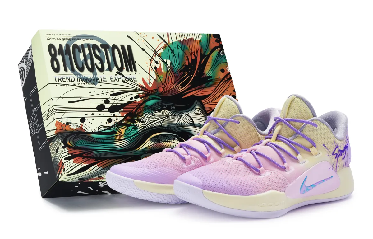 Nike Hyperdunk X Low 10 Slip Resistant Abrasion Resistant Low top Basketball Shoes Men's Purple Yellow