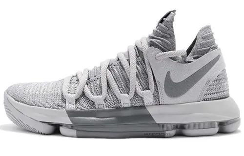 Nike KD 10 OG model round toe lace-up shock-absorbing anti-slip mid-top practical basketball shoes men's wolf gray