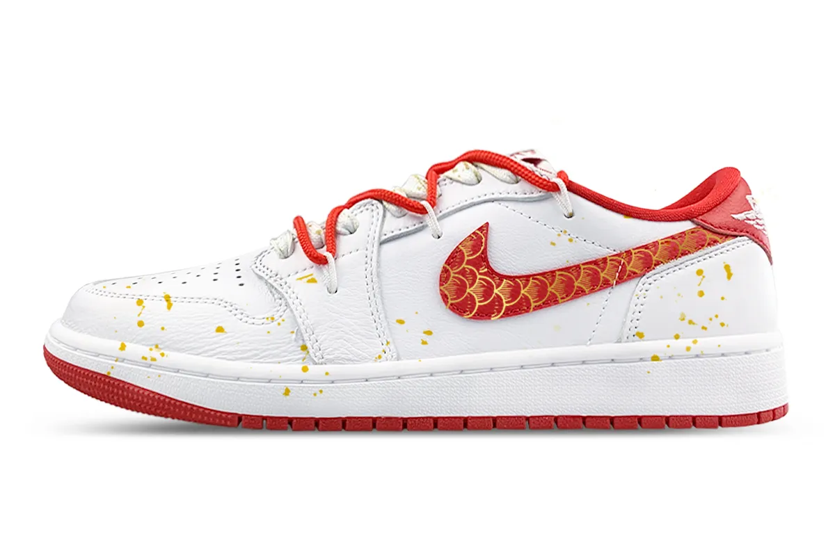 Jordan 1 Breathable Low top Vintage Unisex White Pink