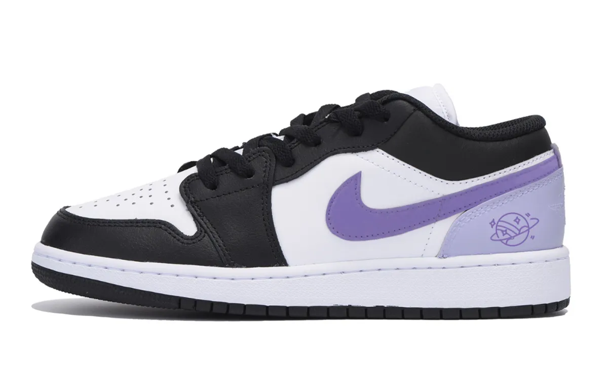 Jordan Air Jordan 1 Abrasion Resistant Slip Resistant Low top Vintage Basketball Shoes Men's Black Purple