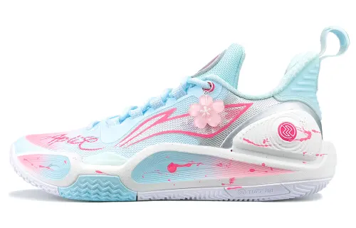 Li Ning Speed 9 Cushioning Slip Resistant Abrasion Resistant Low top Basketball Shoes Men's Blue Pink