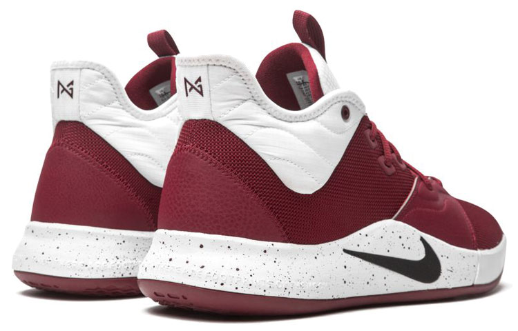 Мужские кроссовки Nike PG 3 TB (бордовые) — 白/酒红/黑 — фото 4