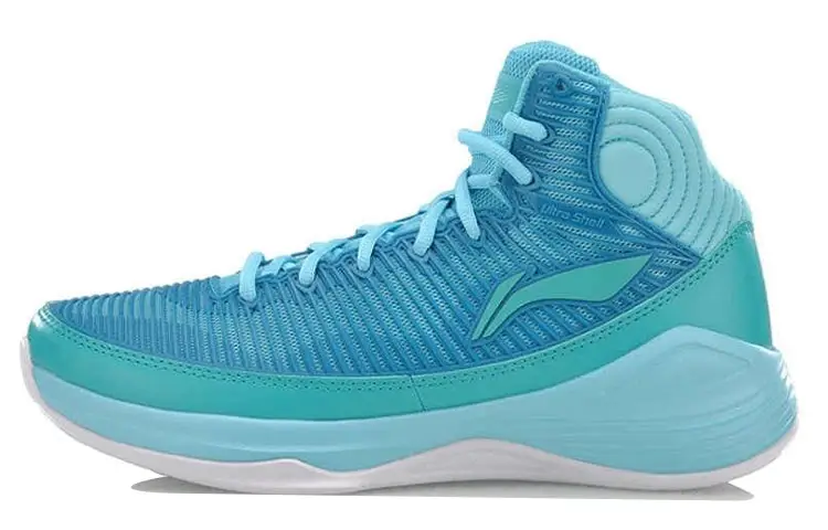 Li Ning Quickness III Cushioning Slip Resistant Abrasion Resistant High top Basketball Shoes Unisex Aqua Blue