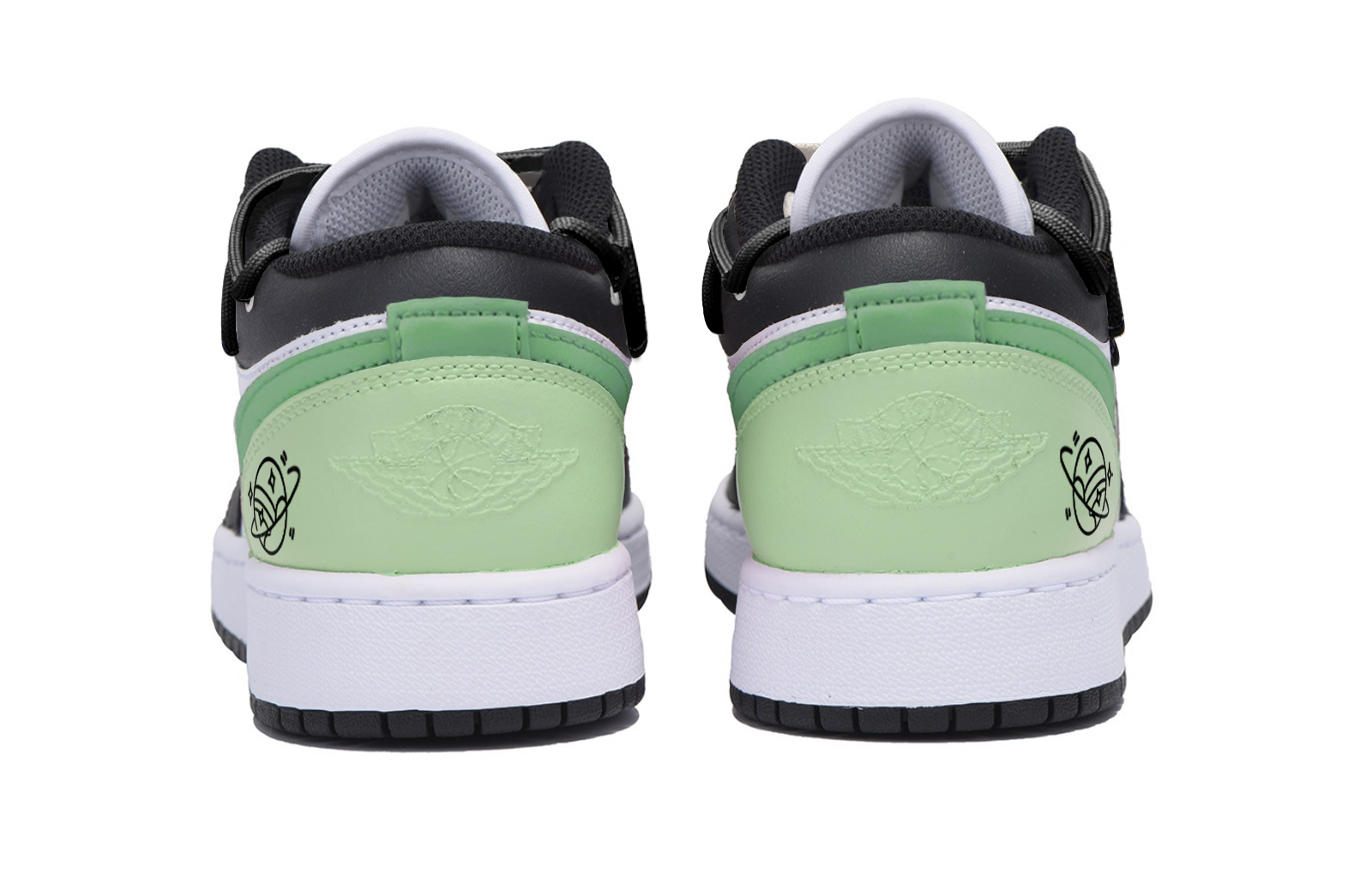 Jordan Air Jordan 1 Slip Resistant Abrasion Resistant Low top Vintage Basketball Shoes Men’s Black Green