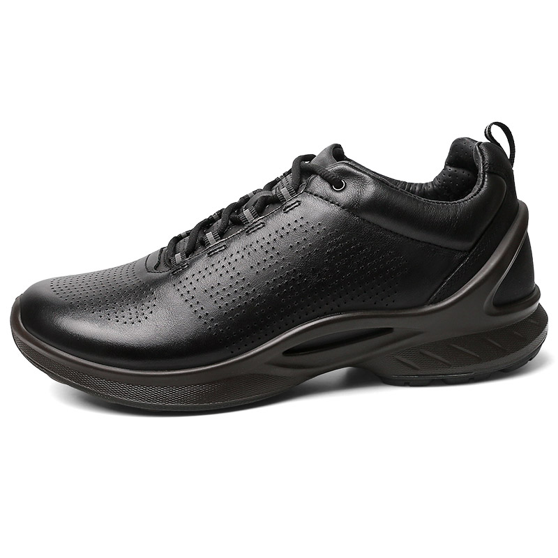 Qiangren 3515 breathable sports new thick sole outdoor work casual leather shoes men's black