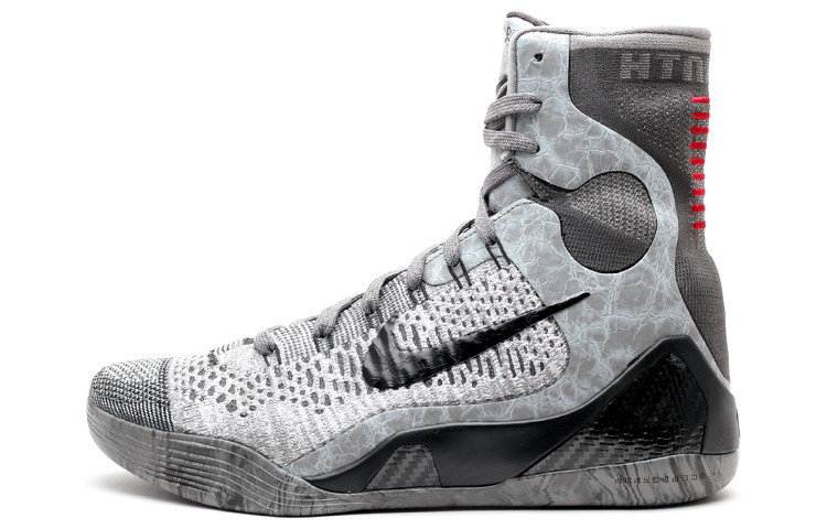 Nike Kobe 9 Elite Detail Practical Non-slip Lightweight High Top Basketball Shoes Men's Gray Black