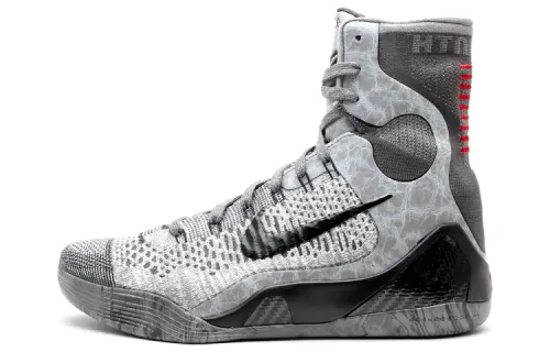 Nike Kobe 9 Elite Detail Practical Non-slip Lightweight High Top Basketball Shoes Men's Gray Black