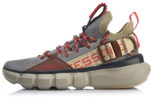 Li Ning Essence Lace Up Cushioning Slip Resistant Abrasion Resistant Low top Vintage Basketball Shoes Gray Purple