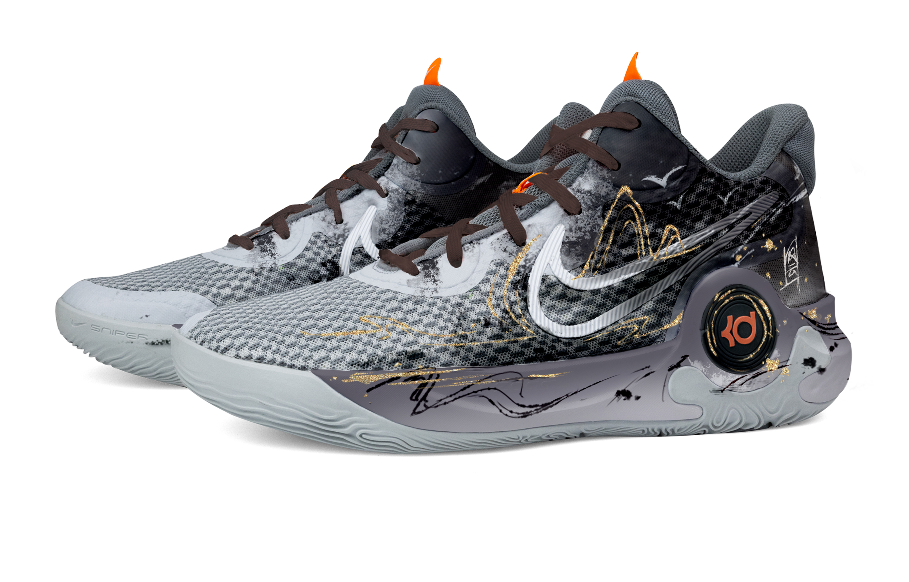Nike KD Trey 5 IX Basketball Shoes Unisex Mid Top Black/Gold/Gray