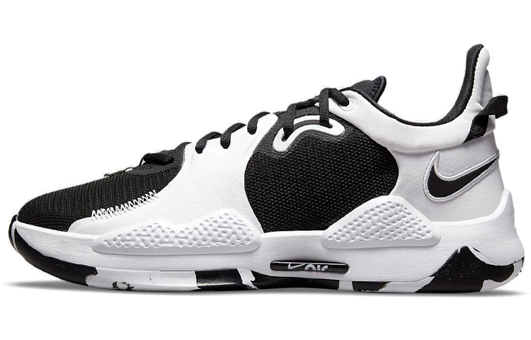 Nike PG 5 TB pickled pepper 5 round head lace shock-absorbing, anti-slip wear-resistant and breathable wrapping, low top practical basketball shoes, men's style, black and white, foreign version