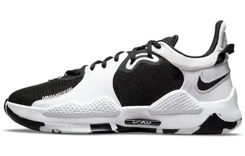 Nike PG 5 TB pickled pepper 5 round head lace shock-absorbing, anti-slip wear-resistant and breathable wrapping, low top practical basketball shoes, men's style, black and white, foreign version