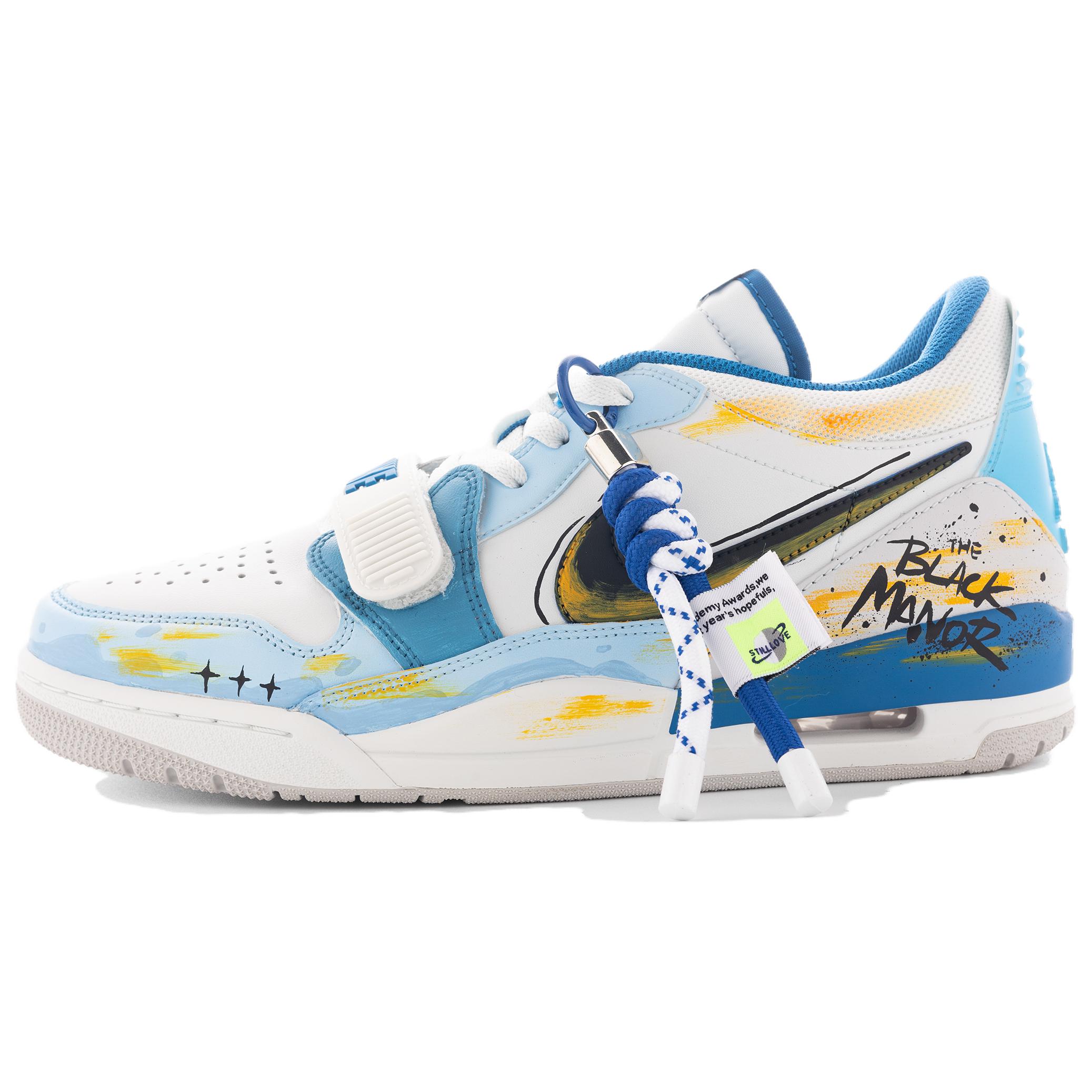 Jordan Legacy 312 Slip Resistant Abrasion Resistant Low top Basketball Shoes Men's White Blue