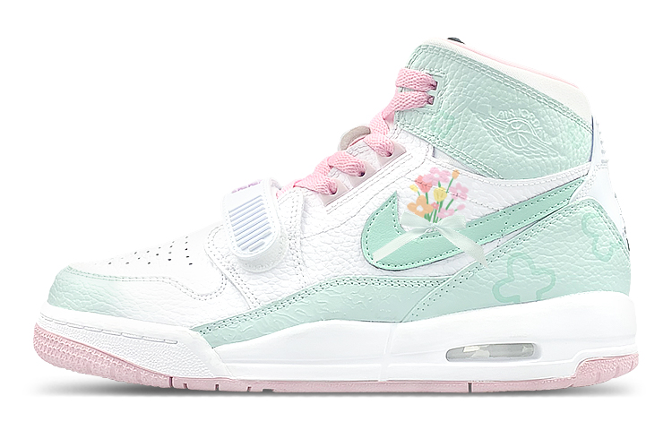 Jordan Legacy 312 Cushioning, Wear Resistant High top Vintage Basketball Shoes Women’s White Green Pink