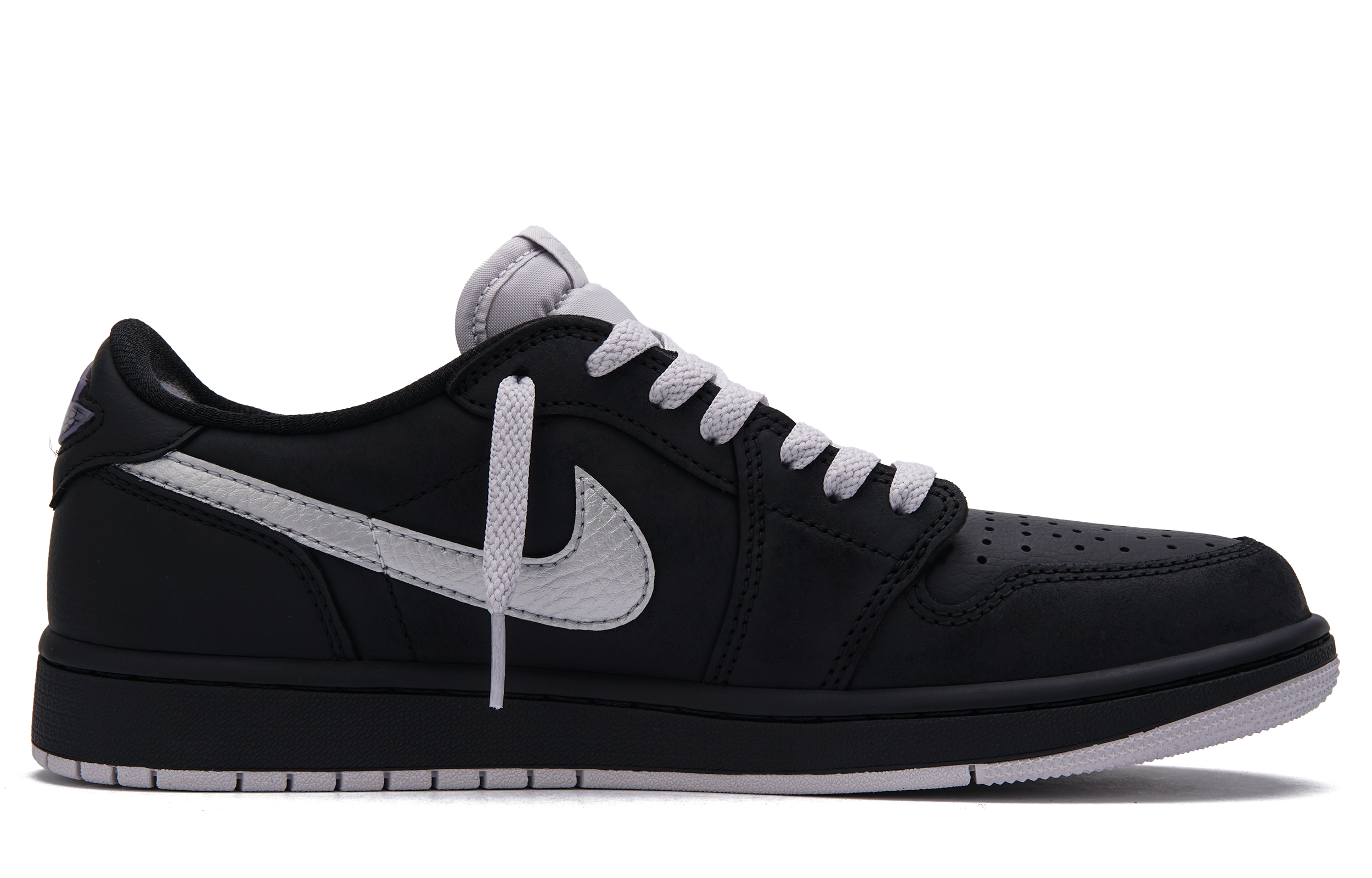 Jordan Air Jordan 1 Slip Resistant Abrasion Resistant Low top Vintage Basketball Shoes Unisex Black Silver