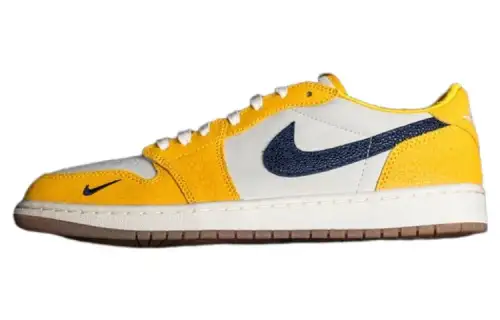 Jordan Air Jordan 1 Vintage Basketball Shoes Men's Low Top Yellow White Blue