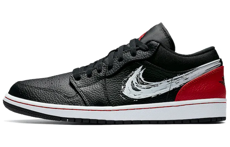 Jordan 1 Low Brushstroke Swoosh Black