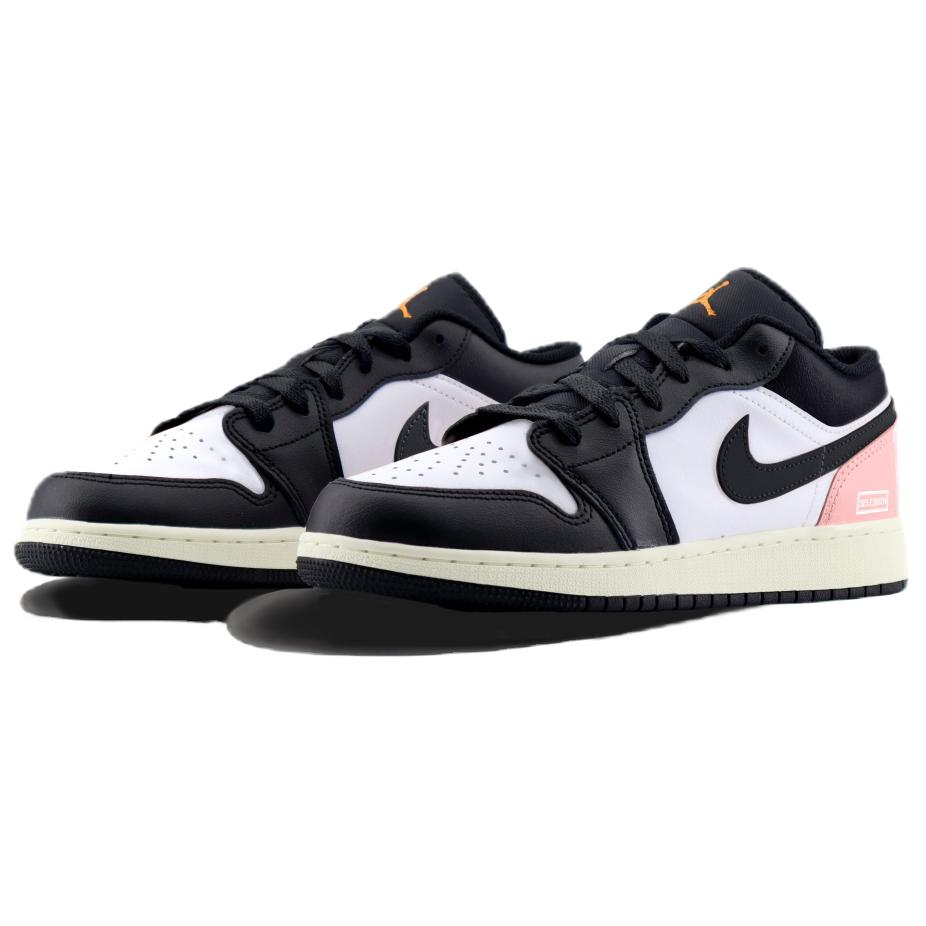Jordan Air Jordan 1 Strawberry Oreo Abrasion Resistant Low top Vintage Basketball Shoes Unisex Black Pink