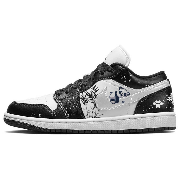 Jordan Air Jordan 1 Abrasion Resistant Slip Resistant Low top Vintage Basketball Shoes Women's Black White