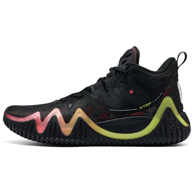 XTEP Abrasion Resistant Rebound High top Basketball Shoes Men’s Black Red Green