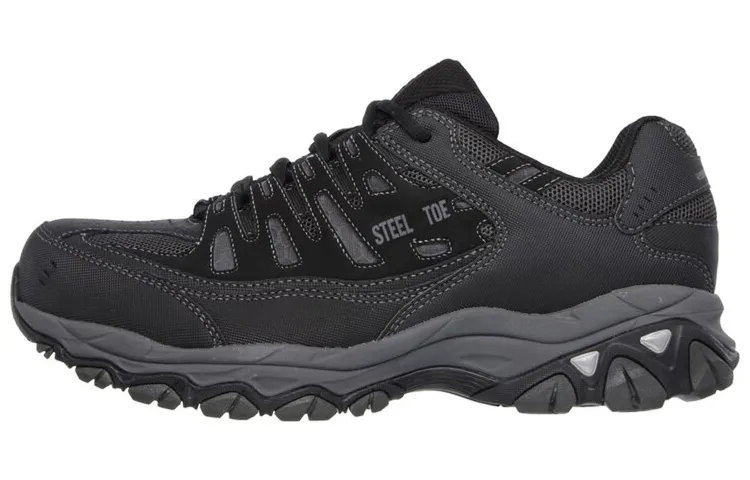 Skechers Relaxed Fit Textile, Leather Comfortable Low top Hiking Shoes Men's Black