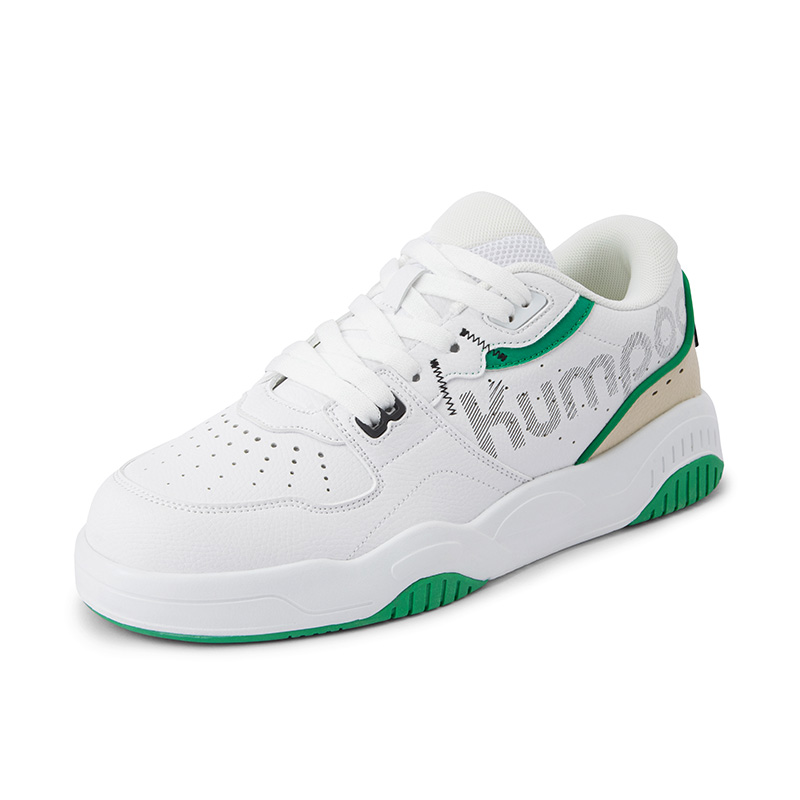 KUMPOO Abrasion Resistant Breathable Support Lightweight Rebound Low top Badminton Shoes Unisex White Green