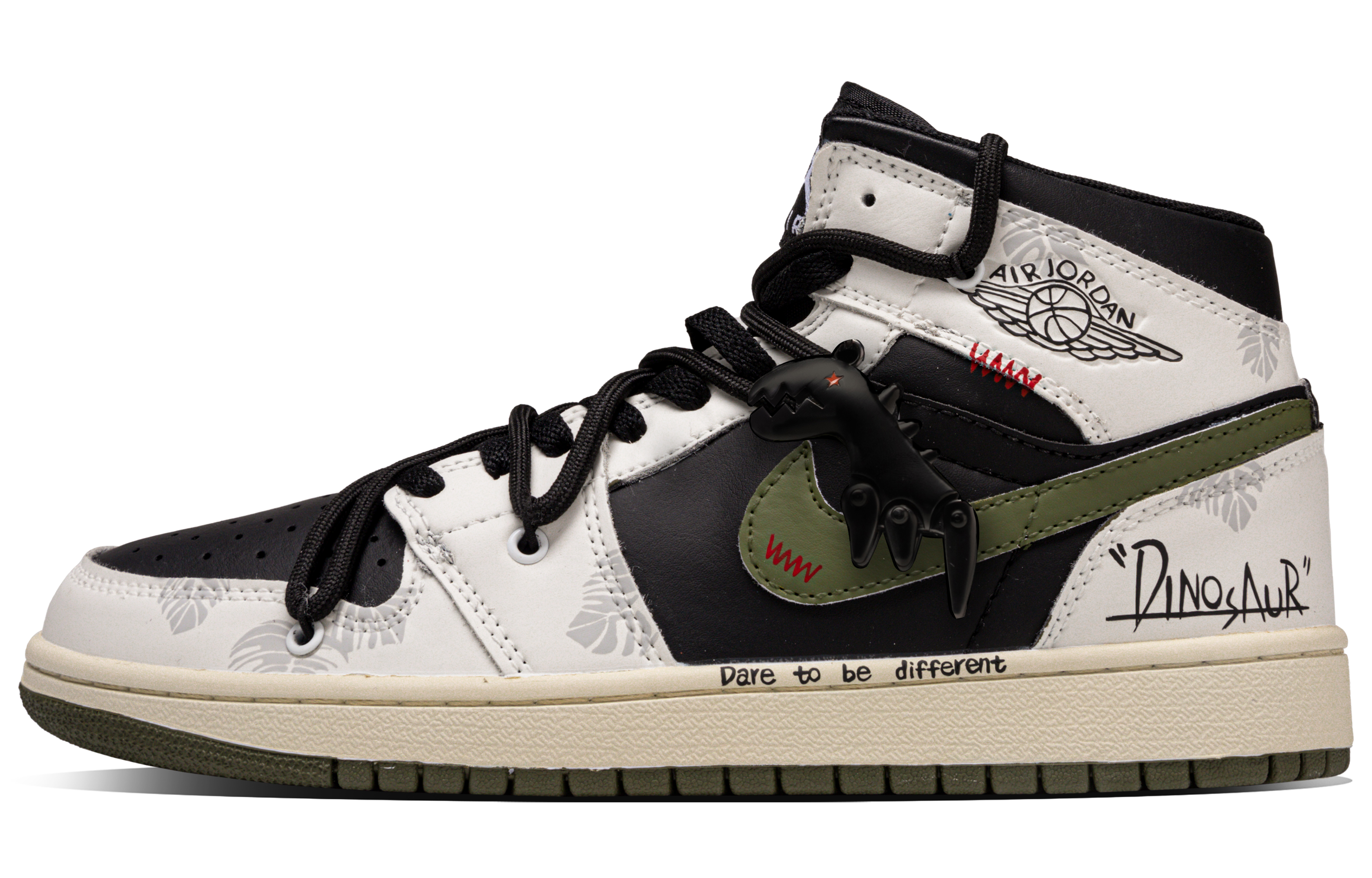 Jordan Air Jordan 1 Square Dragon Synthetic Leather Abrasion Resistant Mid top Vintage Basketball Shoes Unisex