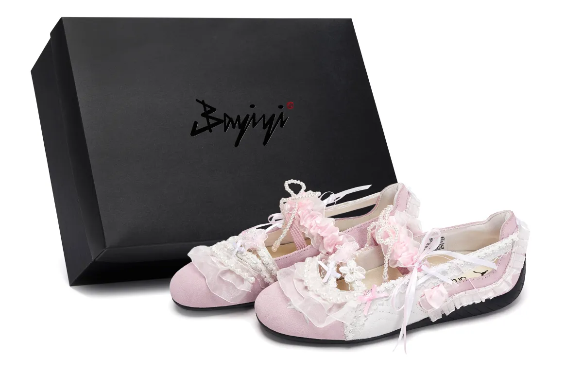 PUMA Speedcat 811 Manufacturing, Light Gauze Butterfly, Special Shoe Box Flat Mary Jane Shoes Women's Pink White