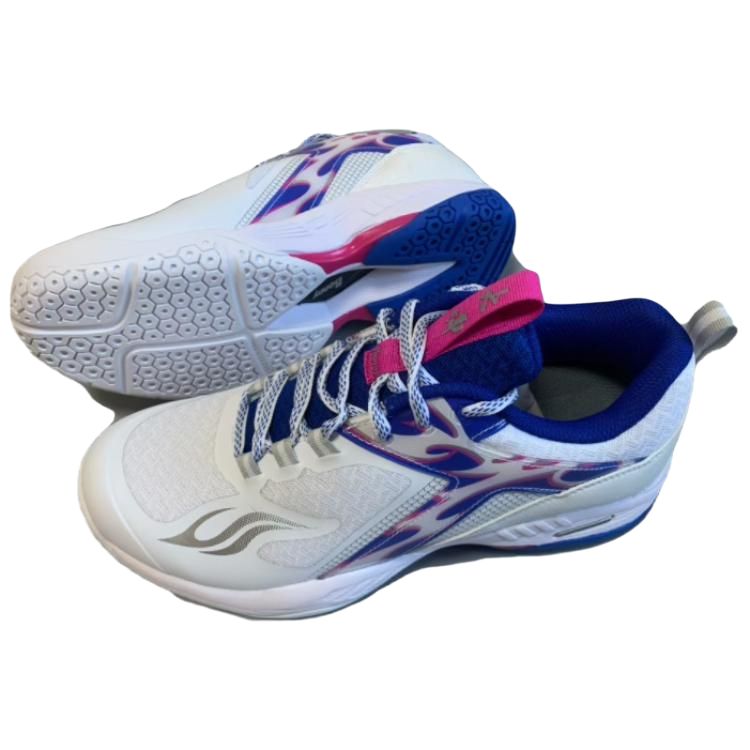 BONNY Mesh Cushioning Slip Resistant Abrasion Resistant Breathable Low top Badminton Shoes Unisex White Blue