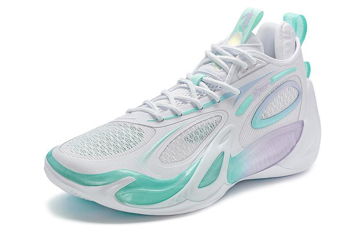 XTEP Battle 2 Comfortable Cushioning Slip Resistant Abrasion Resistant Low top Basketball Shoes Men’s White Blue Purple
