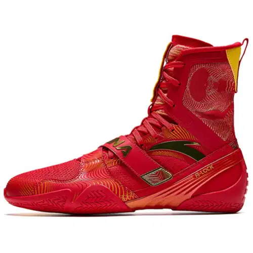 Anta Thunderbolt Fashion Trend High top Boxing Training Shoes Unisex Red Black Yellow