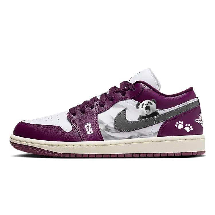 Jordan Air Jordan 1 Abrasion Resistant Slip Resistant Low top Vintage Basketball Shoes Women's White Purple