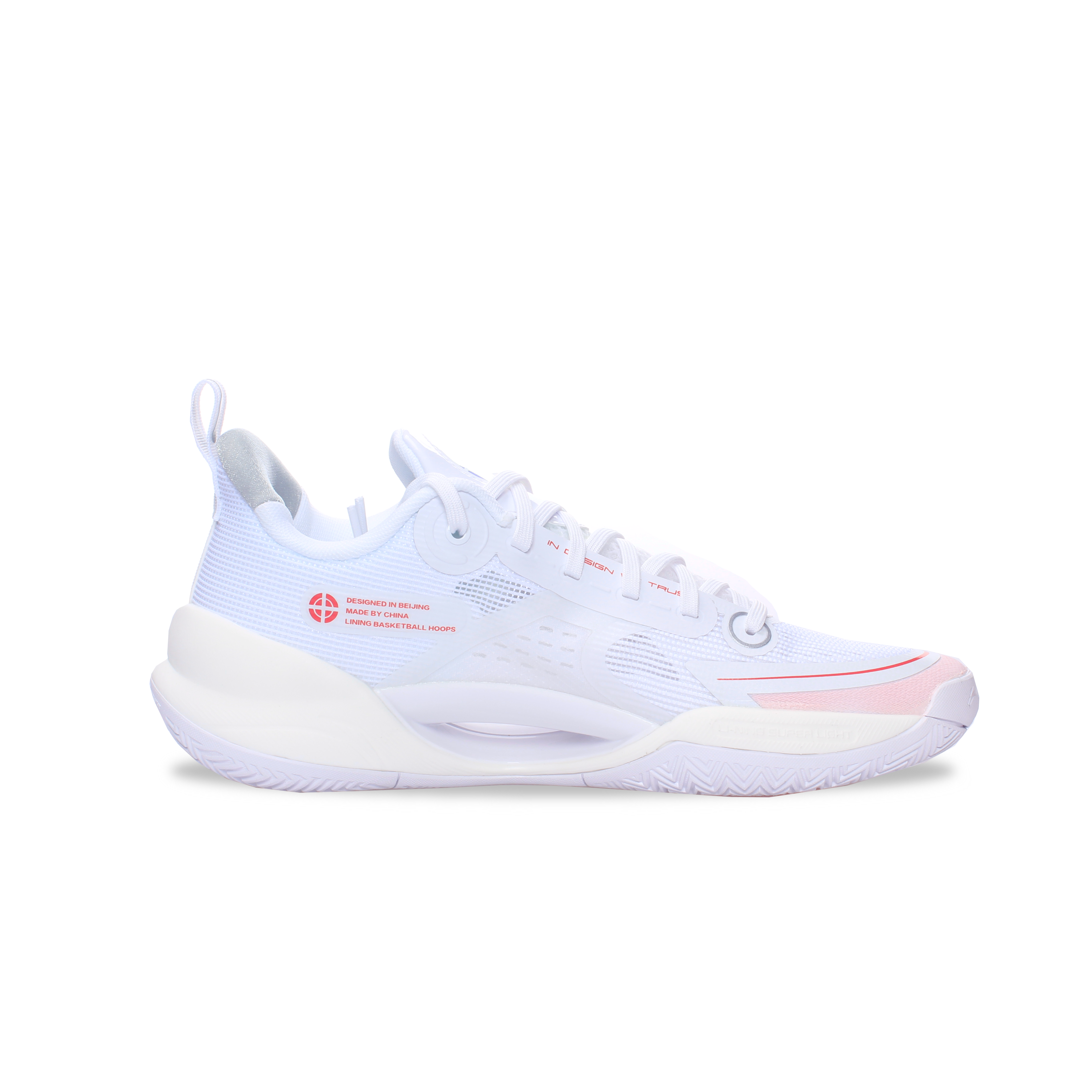 Li Ning Super Light V2 Cushioning, Wear Resistant Low top Basketball Shoes Men’s Pink White