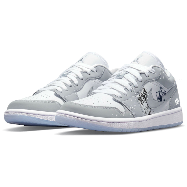 Jordan Air Jordan 1 Abrasion Resistant Slip Resistant Low top Vintage Basketball Shoes Women’s Gray White