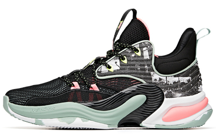 ANTA Basketball Shoes Men’s Low Top Black Pink Green