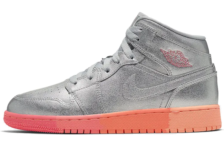 Jordan 1 Mid GS Metallic Silver Pink Crimson