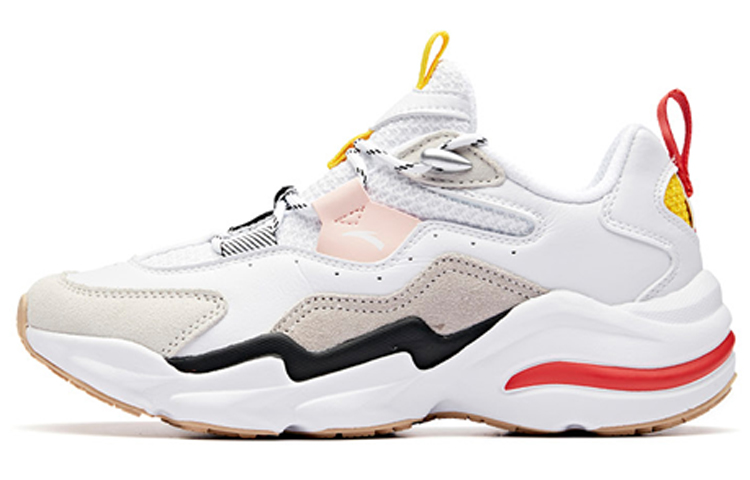 ANTA Chunky Sneakers Women's Low Top Anta White/National Flag Yellow/Baby Pink
