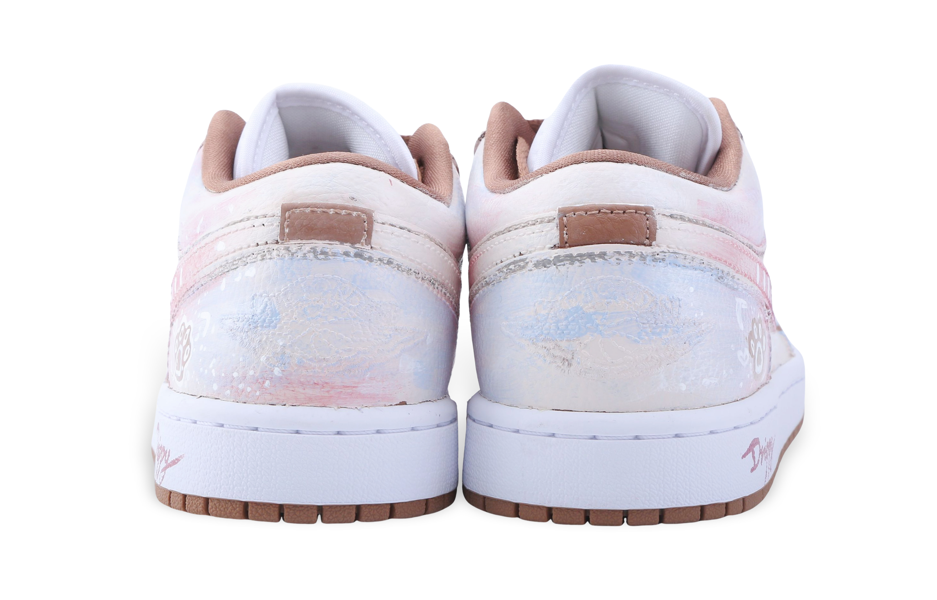 Jordan Air Jordan 1 Drippy Peach Sombear Low top Vintage Basketball Shoes Unisex Pink