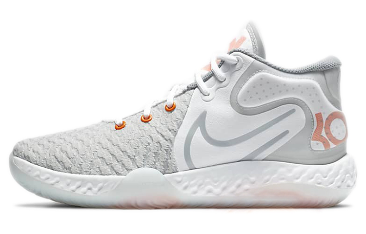 Nike KD Trey 5 VII Pure Platinum Orange Durant fabric, comfortable and versatile, shock-absorbing and non-slip, mid-top, retro basketball shoes, same style for men and women, white orange, foreign version