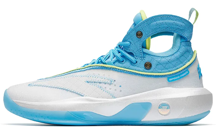 ANTA KT8 Basketball Shoes Men's High Top Anta White/Clear Spring Blue/Sunshine Yellow