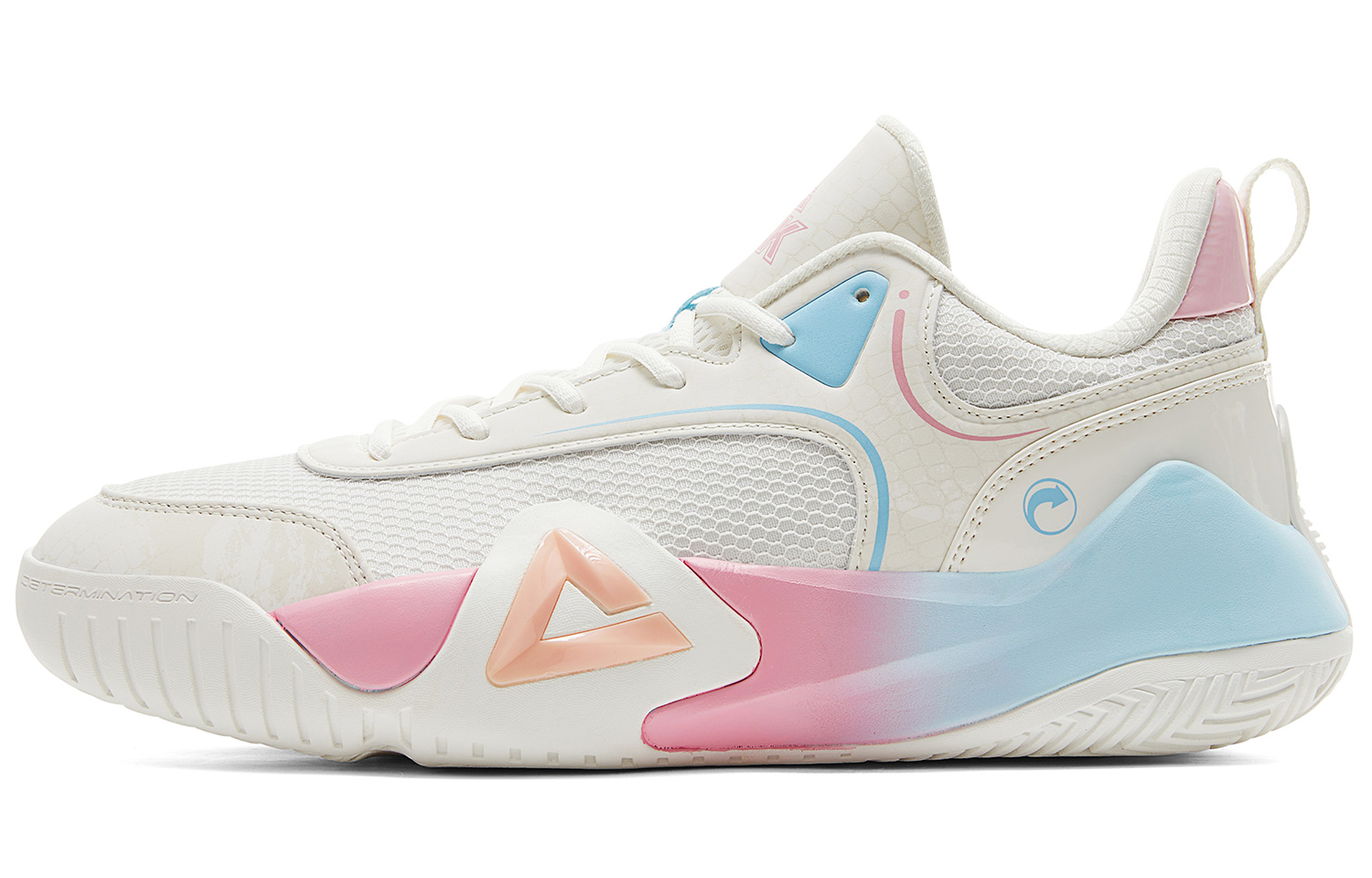 PEAK Fengji Basketball Shoes Men’s Low Top White Pink Blue